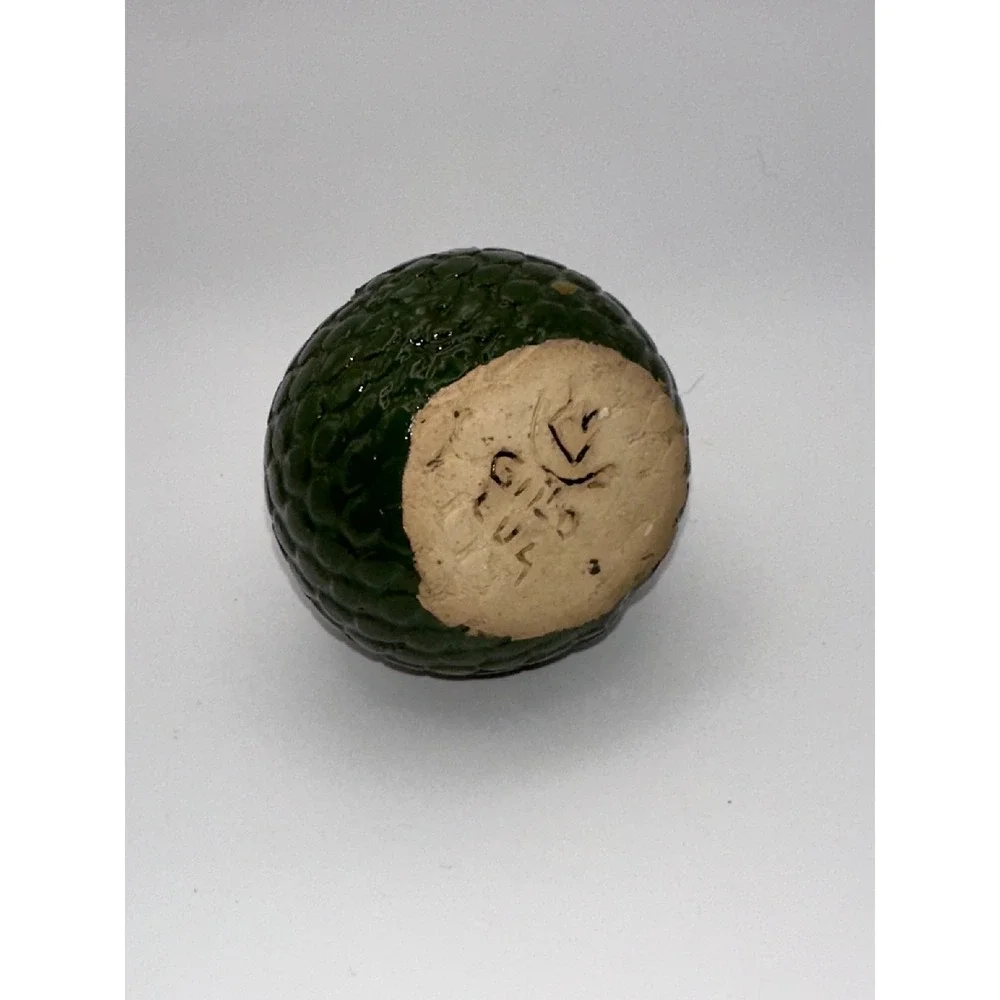 Handmade Ceramic Pomegranate Bud‎ Vase Green and Gold Textured Pottery Signed